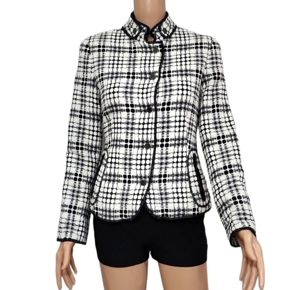 Eccoci White/Black Women's Blazer‎ Jacket size 8 Medium - Picture 2 of 11